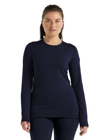 Icebreaker Merino 260 Tech Long Sleeve Crewe Thermal Top Női Base Layers Sötétkék | HU 1922XYUF